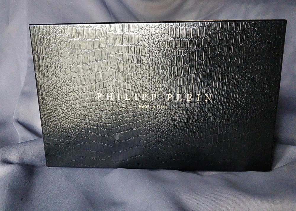 PHILIPP PLEIN Black Shoe Box Textured Croc with Gold Letters EMPTY BOX ONLY