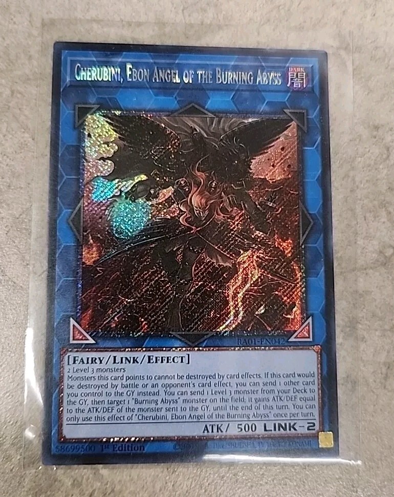 1X NM Cherubini, Ebon Angel of the Burning Abyss - RA01-EN042 - Platinum Secret