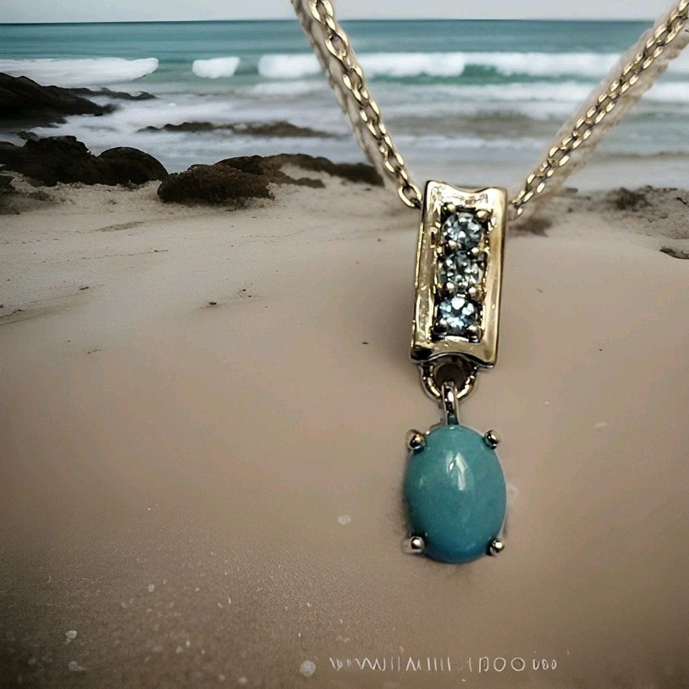 Dainty Sleeping Beauty Turquoise Pendant And 18