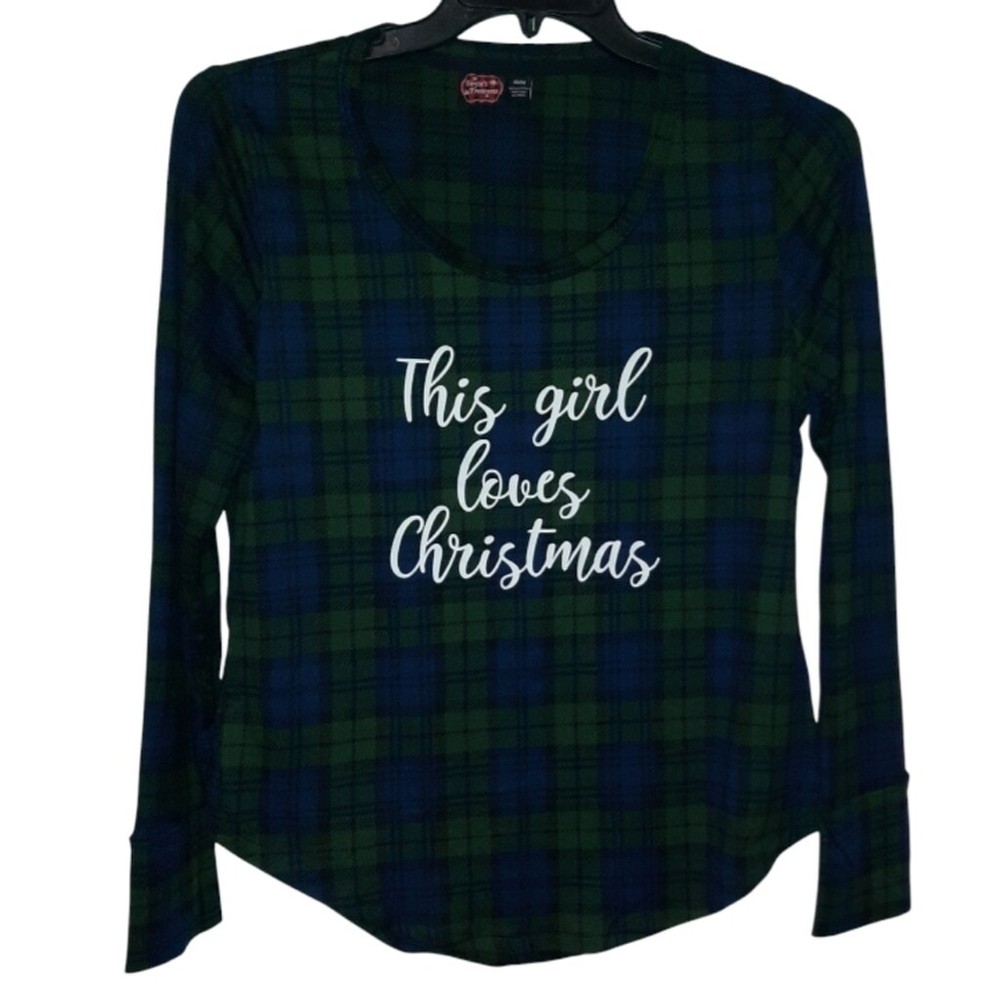 Santa's Treasures Cozy Long Sleeve Pajama Top - Medium Size