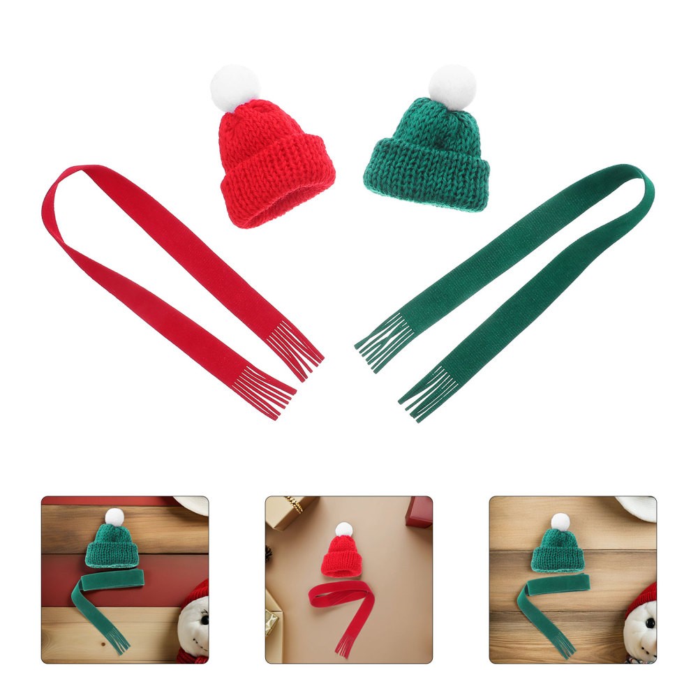 20 Mini Christmas Hat Scarf Doll Clothes Holiday Accessories