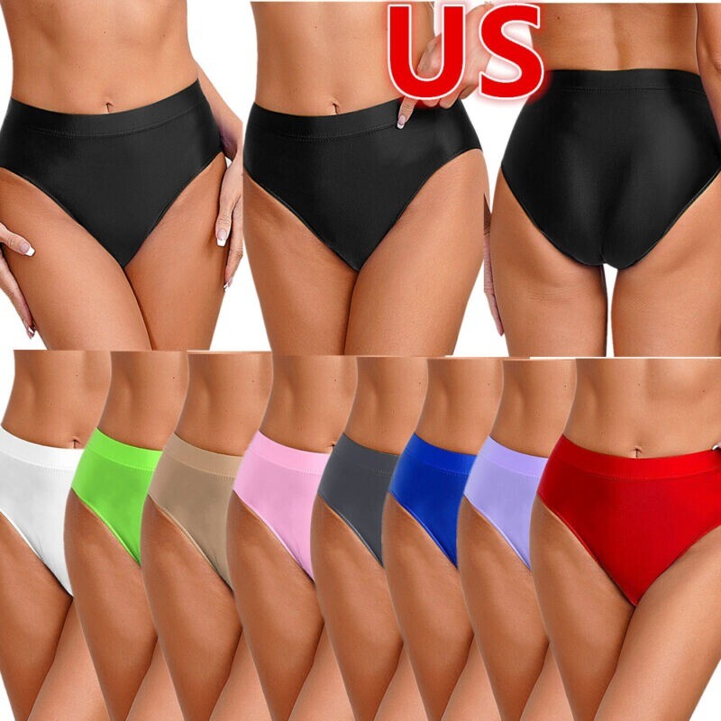 US Womens Panties Silky Underwear Transparent Oil Shiny Glossy Mini Bikini Brief