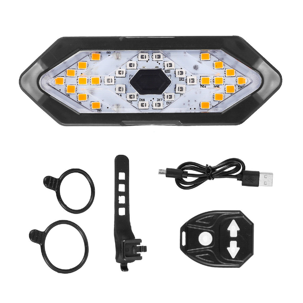 Bicycle Tail Light USB Wireless Remote Control Turn Signal Warning Lamp+Horn