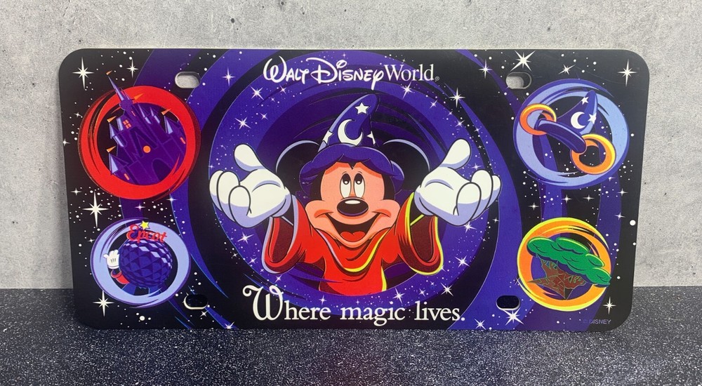 Disney World Sorcerer Mickey Metal License Plate - Where Magic Lives