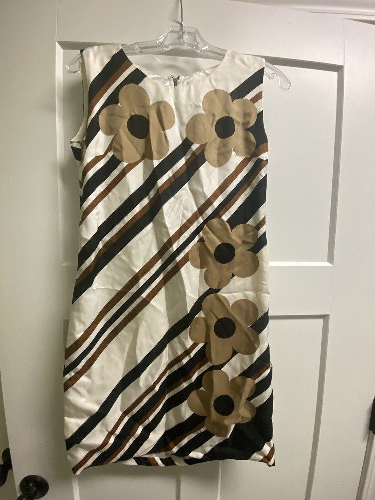 Dolce and Gabbana Womens Brocade Floral Zipped Sleeveless Dress Beige Size S