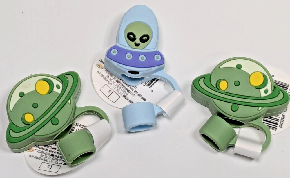 Lot of 3 Alien & Planet Novelty Straw Topper Target Bullseye Playground 2024 NEW