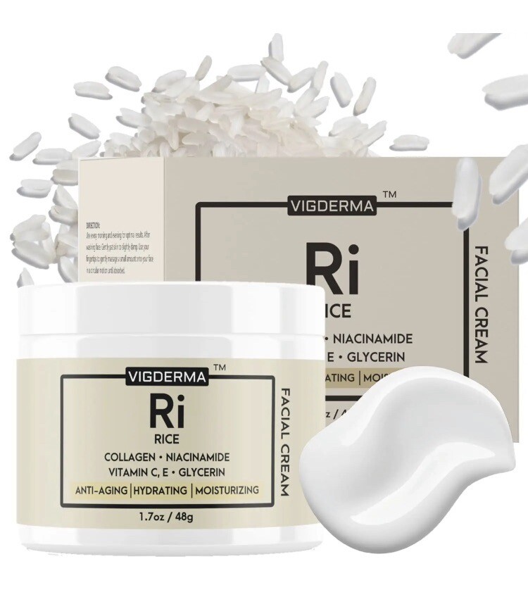 VIGDERMA Rice Facial Light Cream 1.7Oz, Rice Bran Essence Collagen Niacina 09/26
