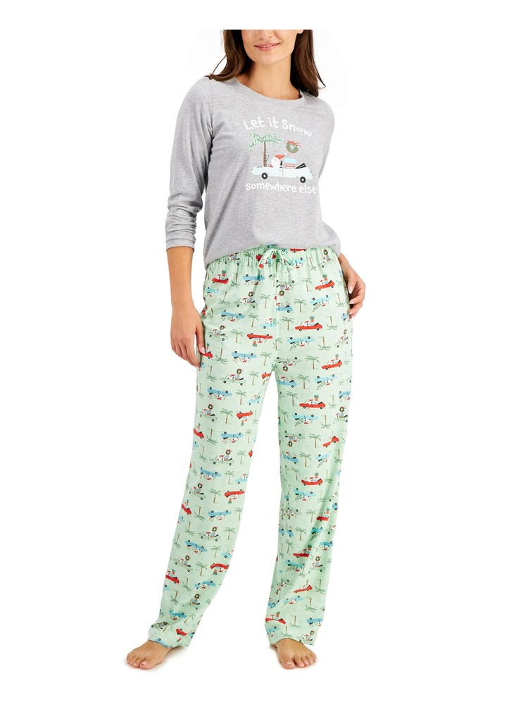 FAMILY PJs Womens Green Long Sleeve Top Pants Pajamas XXL