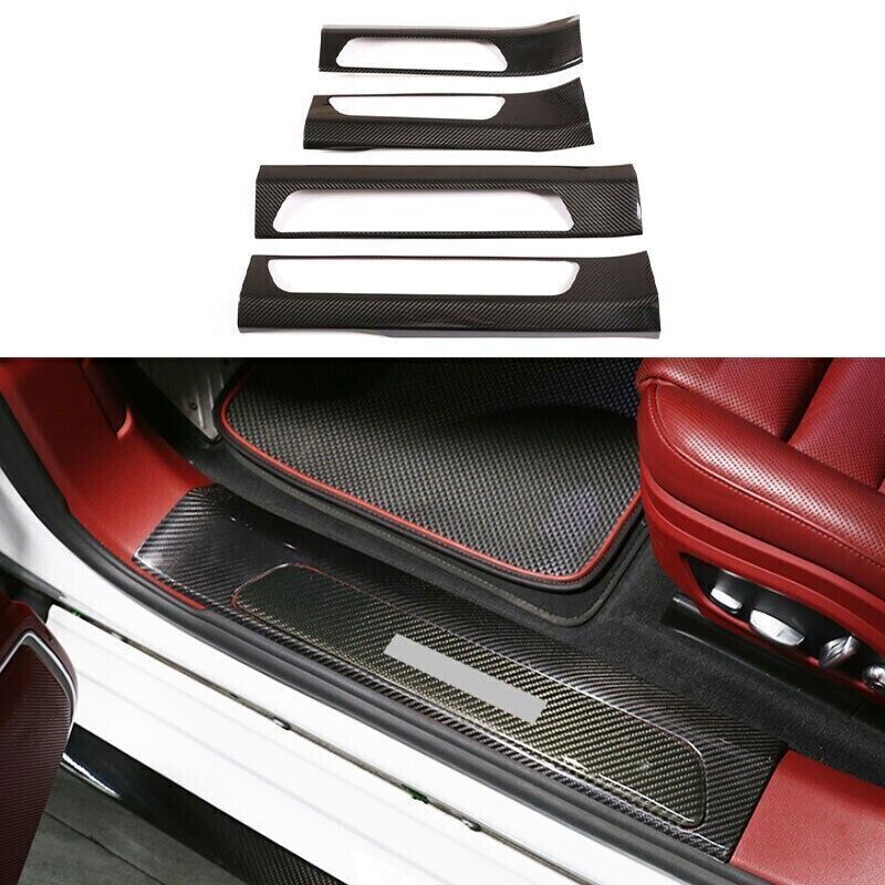 Real Carbon Fiber Door Sill Scuff Plate Cover Protector Fit For Porsche Panamera