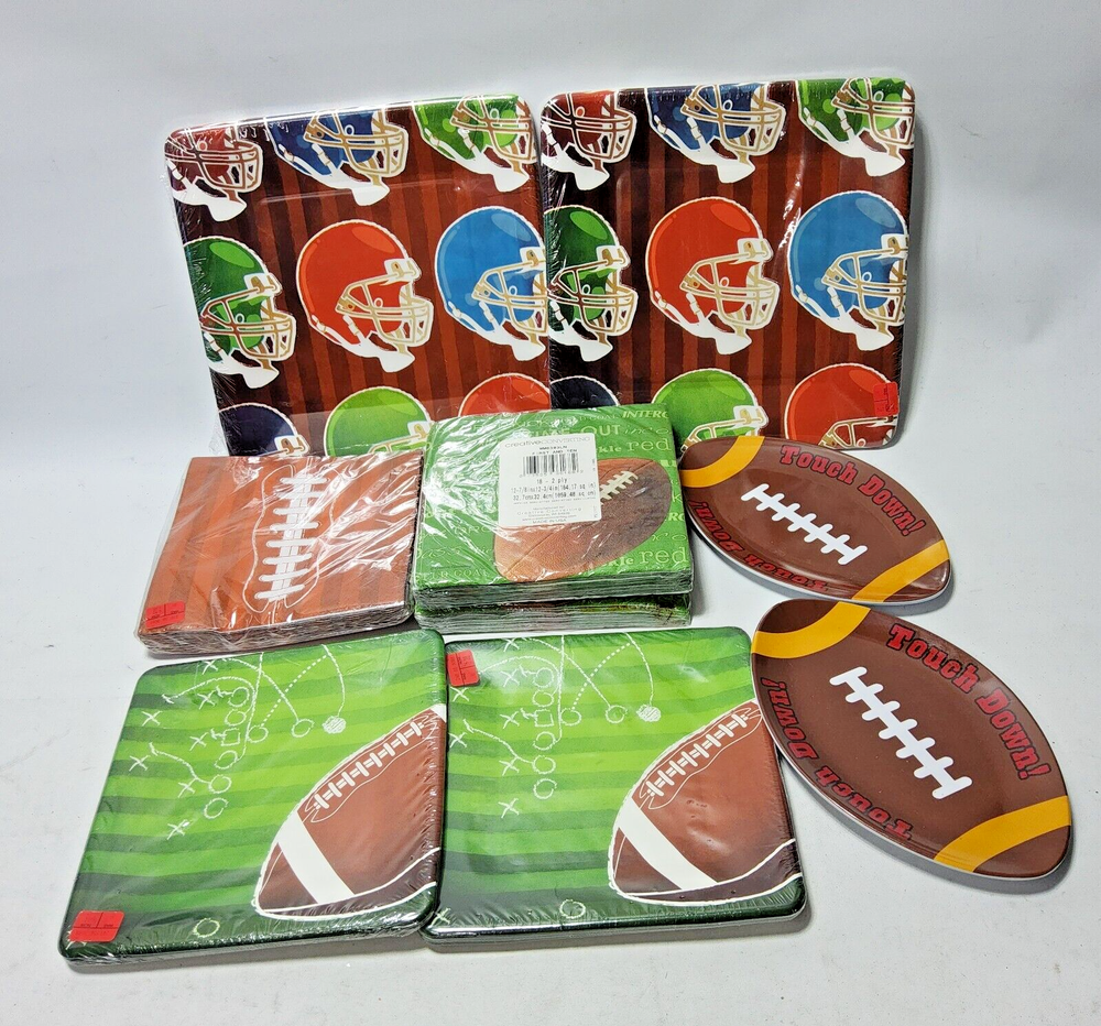 Sports themed party supplies football basketball dishes napkins trays tailgate