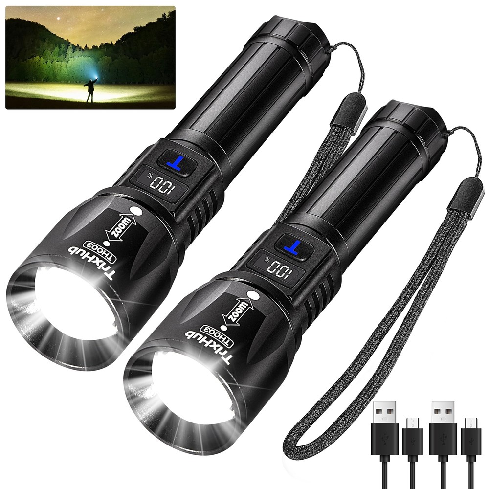 Rechargeable Flashlights 2 Pack, 990,000 Lumens Super Bright Flashlight with ...