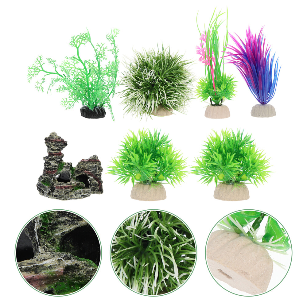 Fish Aquarium Accessories Tank Decoration Small Artificial Plants Pet