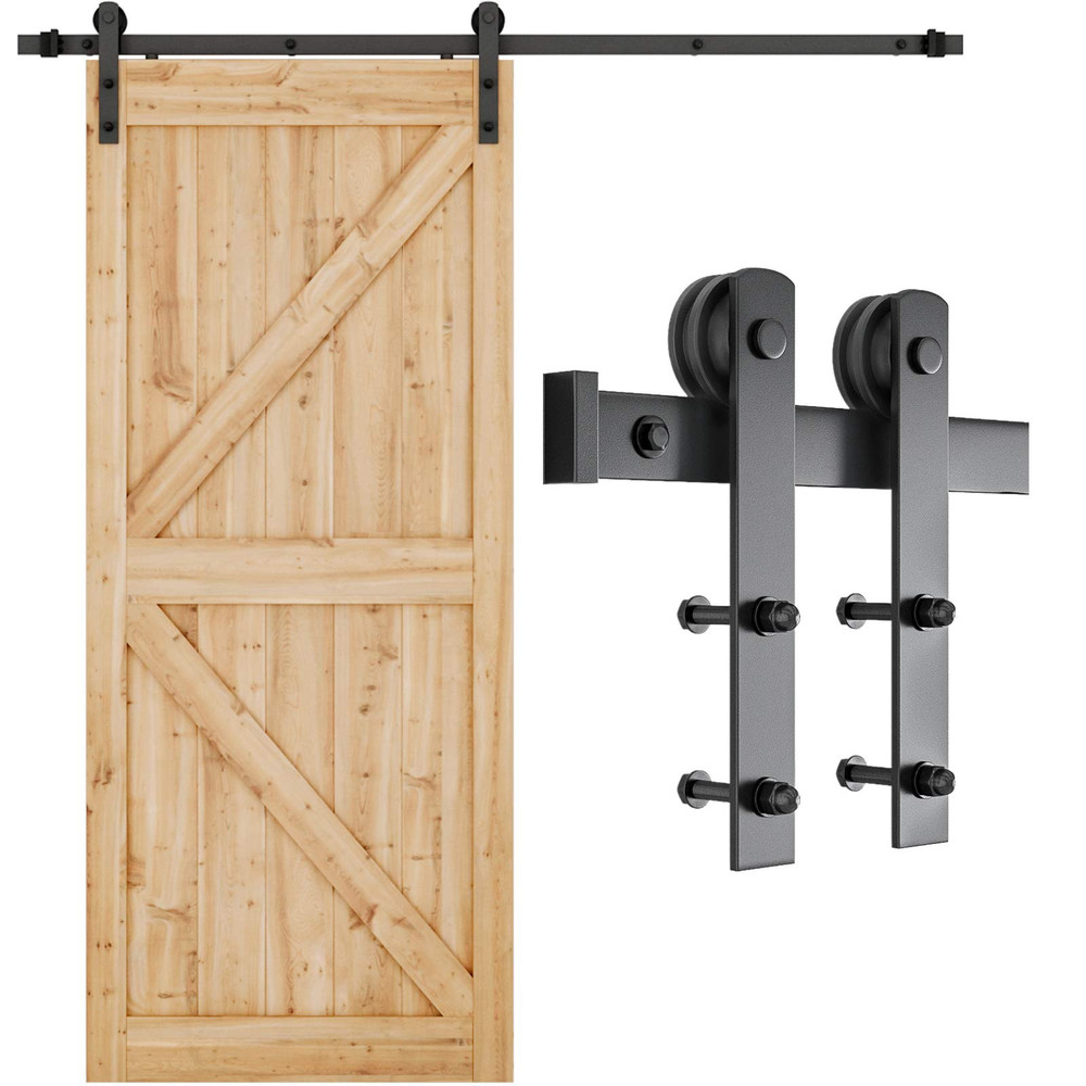 6.6FT Barn Door Hardware kit, Barn Door Track, Sliding Door Hardware kit, Smo...