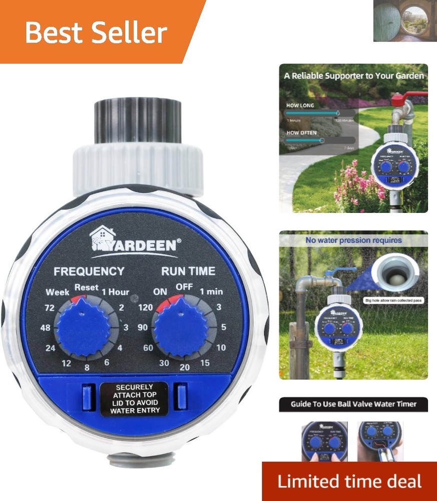 Two Dial Electronic Hose Sprinkler Timer - No Pressure Needed for Easy Setup