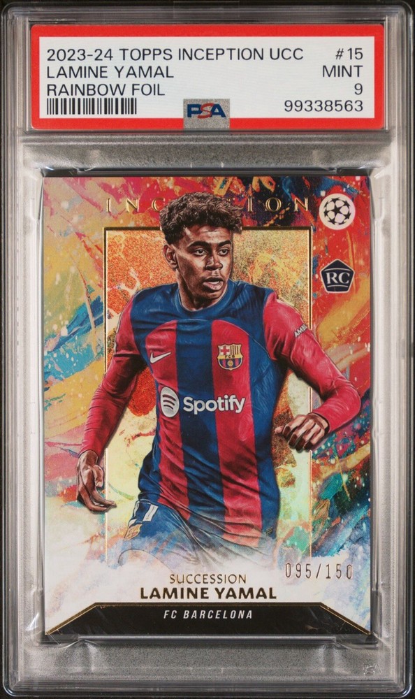 2023-24 Topps Inception UCC #15 Lamine Yamal Rainbow Foil /150 RC PSA 9