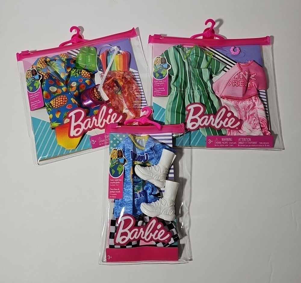 Barbie Ken Fashion Clothes Pack Lot Of 3 With 2 Barbie+Ken Packs 1 Ken Clothing