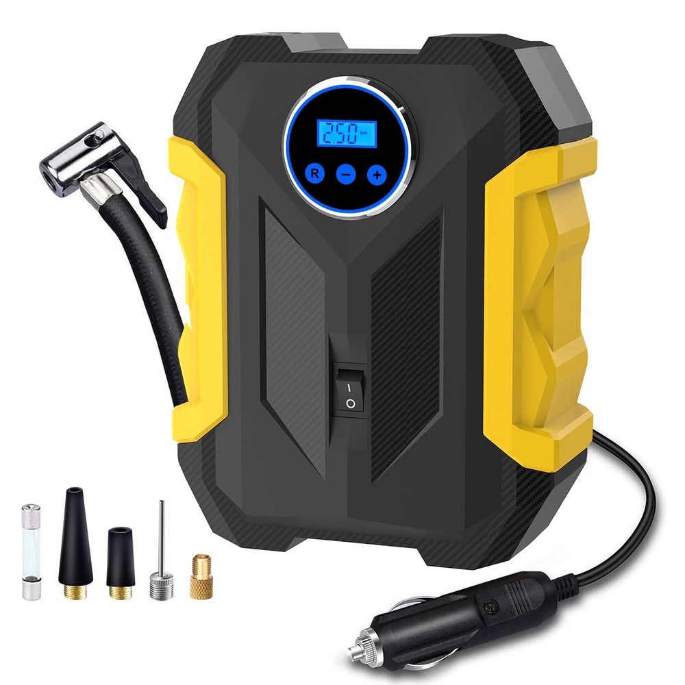 Portable Digital Air Compressor for Car Tires with LED Light and Auto Pump