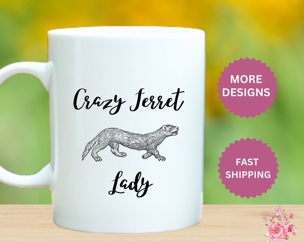 Personalized Mug Crazy Ferret Lady Coffee Mug Funny Pet Coffee Mug Ferret Lover