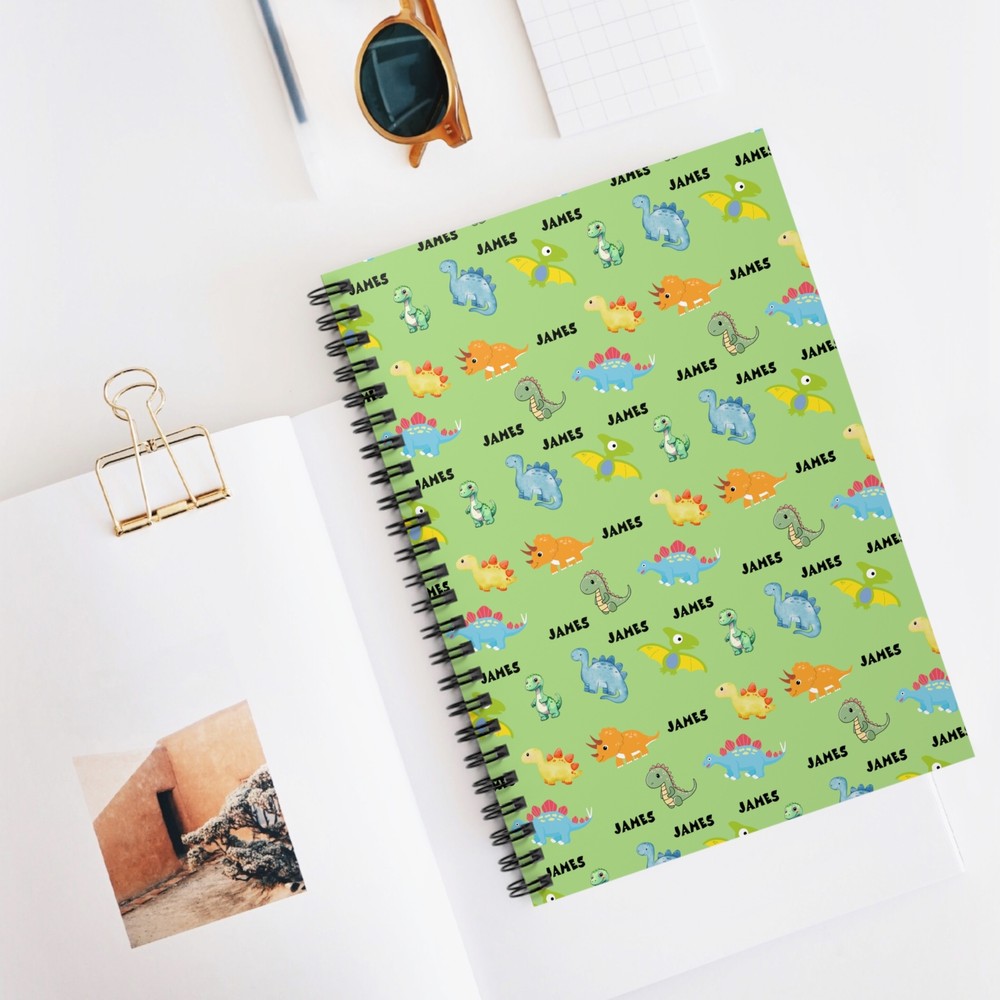 Custom Ruled Dinosaur Spiral Notebook - Personalized Journal-image