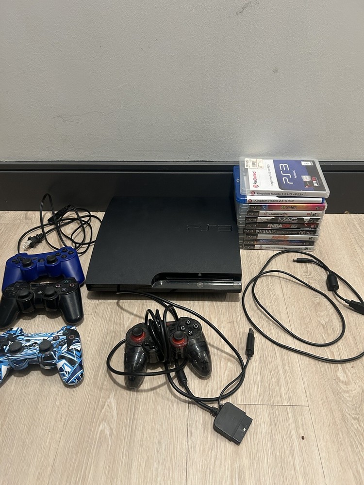 Sony PlayStation 3 - Slim 250GB Console -  w/ 4 Controllers and 10 Games