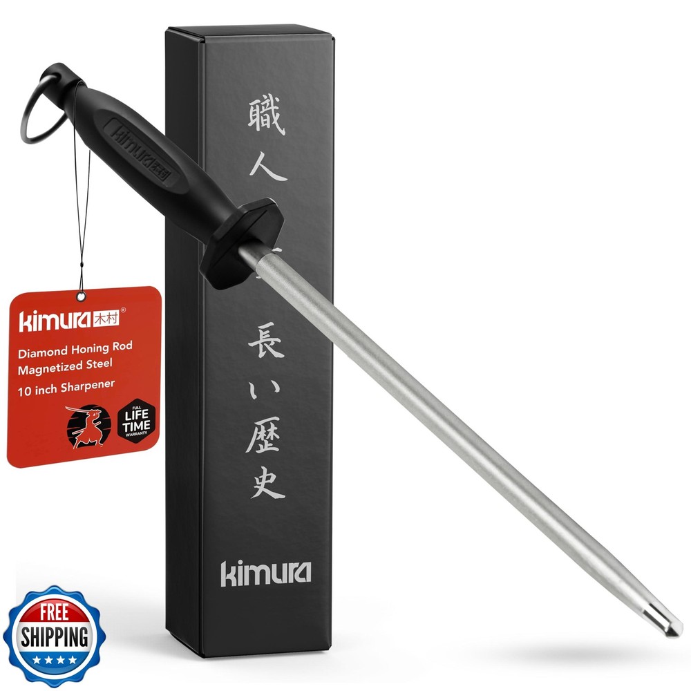 Kimura Professional 10-Inch Extra Fine Diamond Honing Rod with Magnetic Base