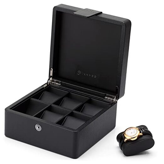 Fathers Day Gift, Watch Box Organize for Men, 6 Slots Watch Case with
