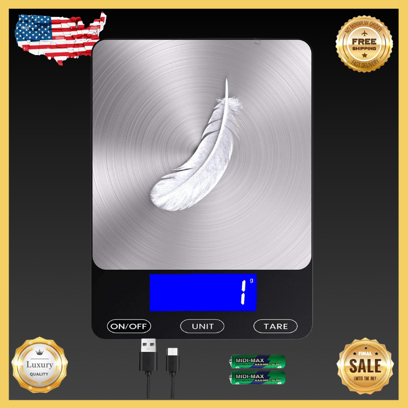 Best 33lb Digital Kitchen Food Scale Ounces Grams Rechargeable Stainless Steel✅✅