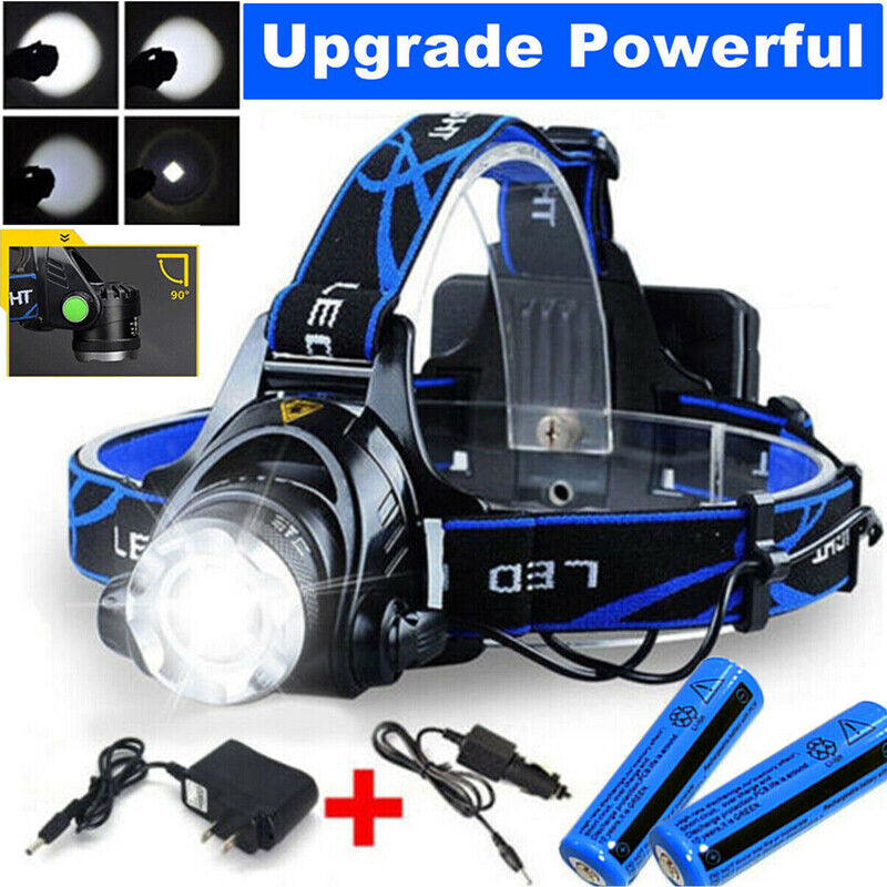990000LM LED Headlamp Rechargeable Headlight Zoomable Head Torch Lamp Flashlight