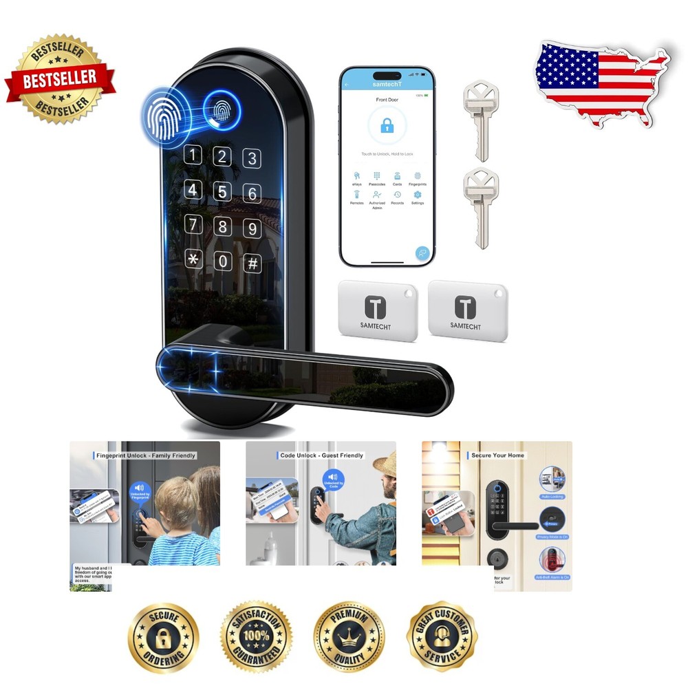 Biometric Smart Lock with Fingerprint & Passcode Entry, Weatherproof Design  -image