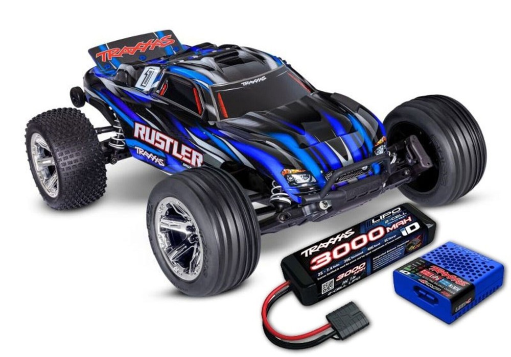 Traxxas TRX 37354 4Y Blue Rustler 1:10 2WD RTR Stadium Truck with Battery and Charger Included