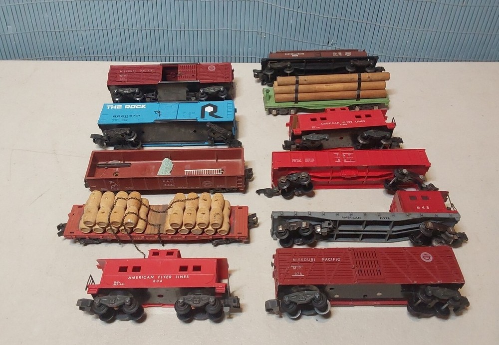 10 American Flyer S Gauge Train Cars ( MIXED ROADNAMES) Nice Original LOT#6