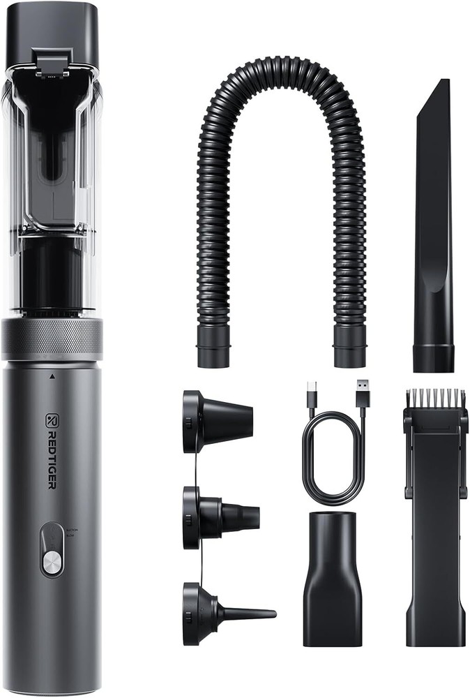 REDTIGER Car Vacuum Cordless, 21000PA Portable Handheld Up to 70 Black