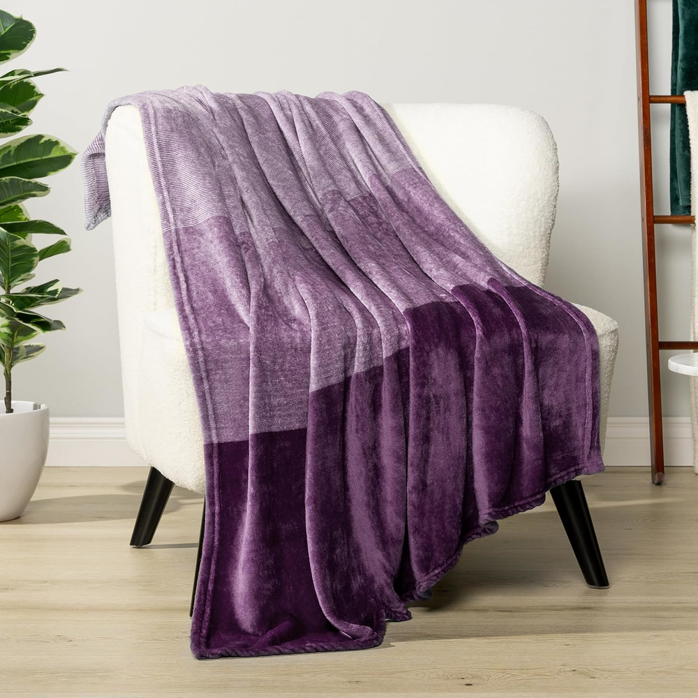 Purple Ombre Fleece Throw Blanket 50x60 Cozy Lightweight Lavender Lilac