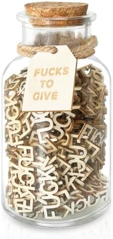F u cks to Gift Jar 9oz, 200PCS Wooden Cutout Letter Jar for Birthday Gifts