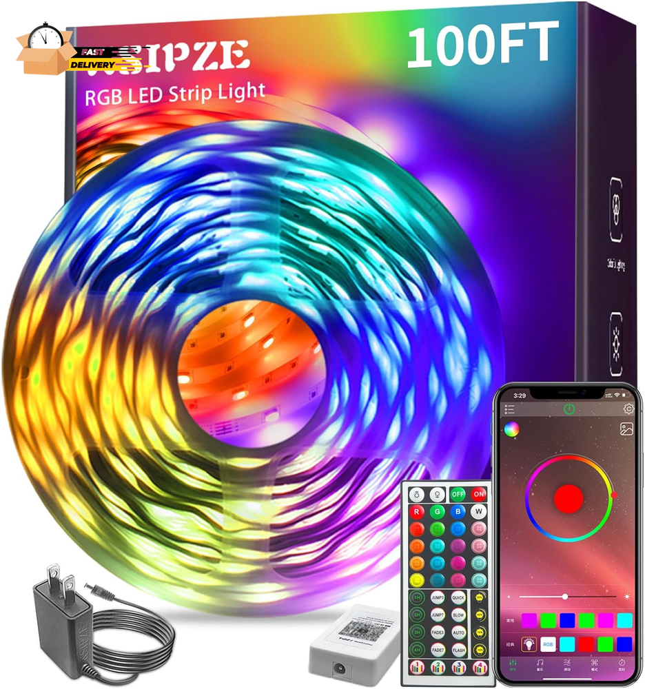 100Ft Led Strip Lights RGB Music Sync Color Changing,Bluetooth Led Lights with S