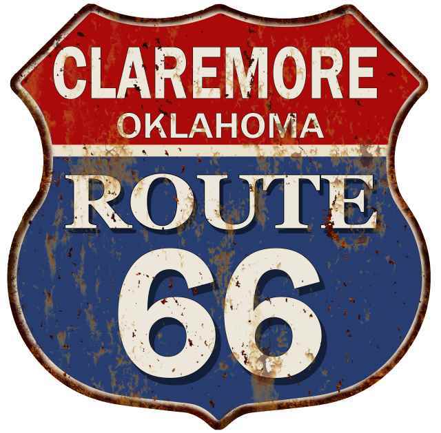 CLAREMORE, OKLAHOMA Route 66 Shield Metal Sign Man Cave Garage 211110013189