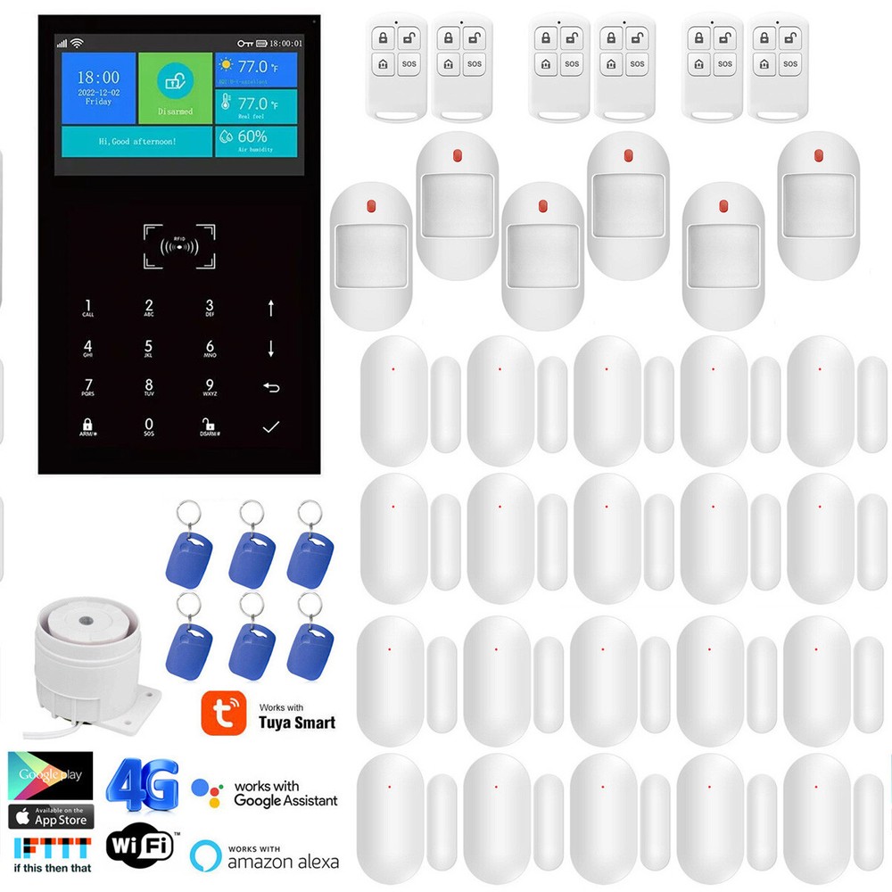 A34 Tuya APP WiFi+4G Wireless DIY Home Security Alarm System+Alexa+Google Home