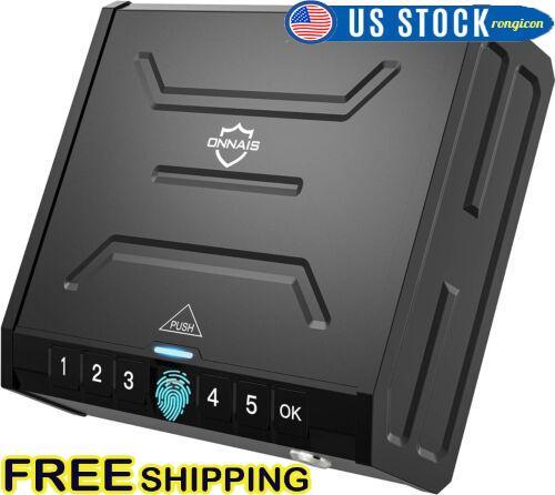 Biometric Gun Safe for Pistols Handgun w/ Fingerprint Lock or Key Pad Home Car-image