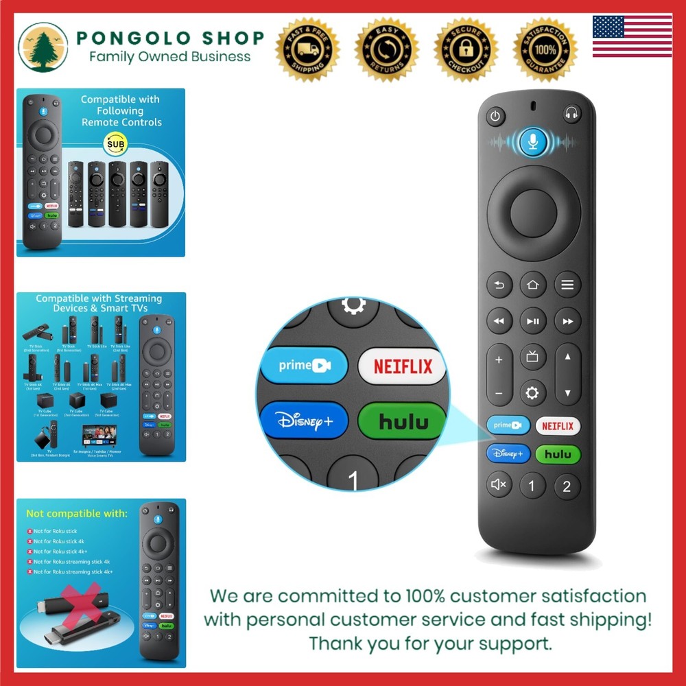 Compact Voice Remote for Fire TV Stick & Smart TVs - Lightweight, Customizable  -image