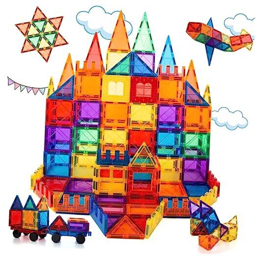 MagHub Magnet Toys Magnetic Tiles, 65 PCS Magnetic Building Blocks Set