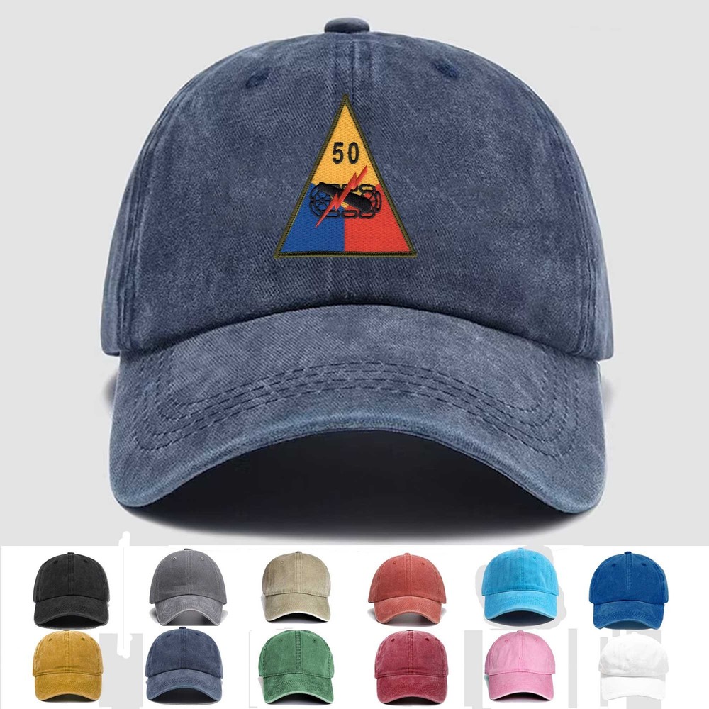 Custom Embroidered Hat 50th Armored Division, Veteran Cap, Trucker Hat, Gift