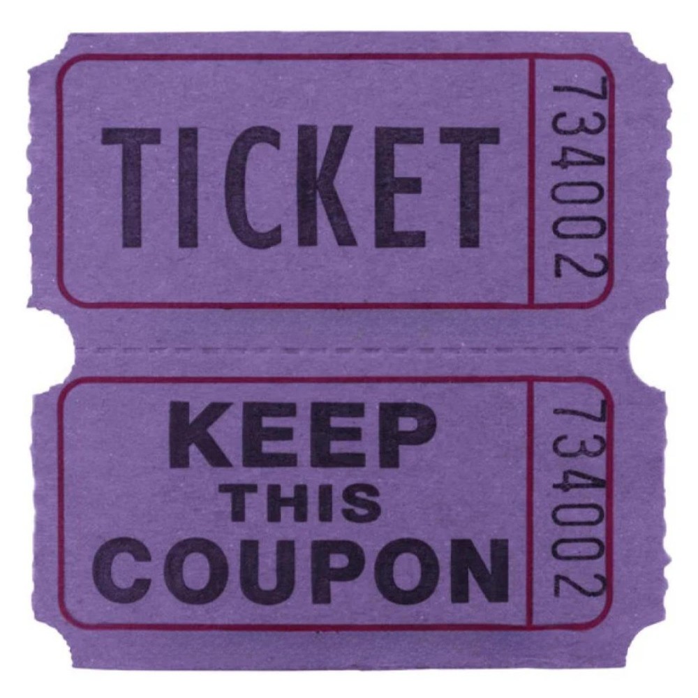 Rmix 100 Purple Raffle Tickets Double Roll 50/50 Carnival Fair Split The Pot ...