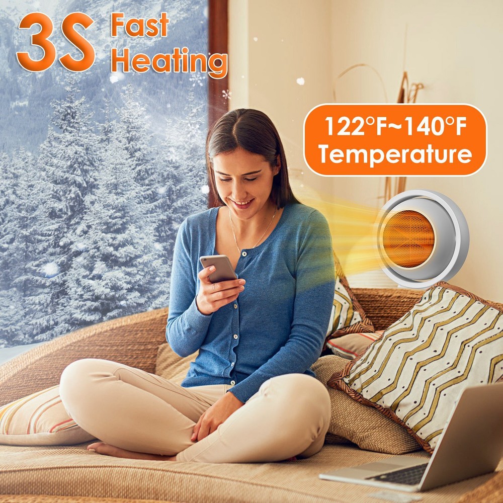 Space Heater Fast Heating 30° Tilt Head Indoor Desktop Home Office Warm Fan