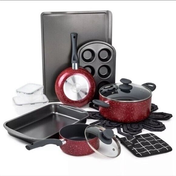 16-Piece Brooklyn Nonstick Cookware & Bakeware Set with Pots and Muffin Pan