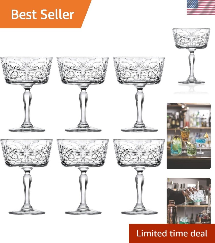 Elegant Set of 6 Champagne Glasses - Flute, Saucer & Belle Coupe Styles