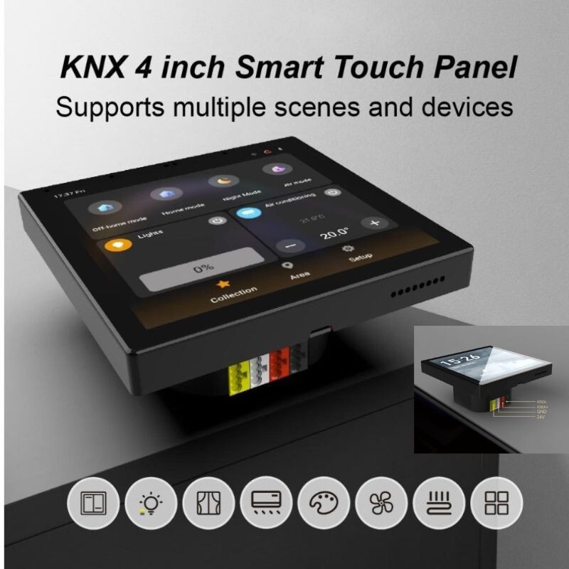 4-inch KNX smart home control touchscreen for hotel automation