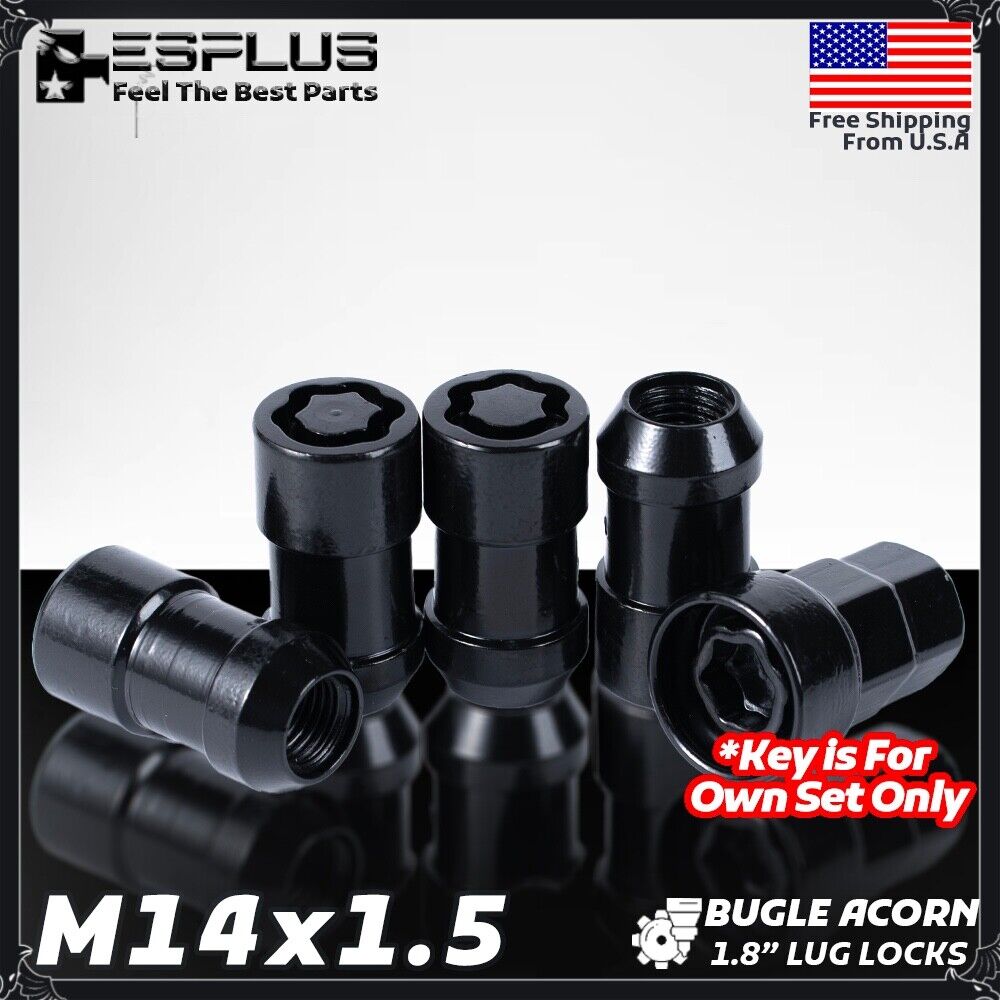 Black 14x1.5 Wheel Lock Set Lug Nut Fit Acura Honda Ram1500 Dodge Jeep Chrysler