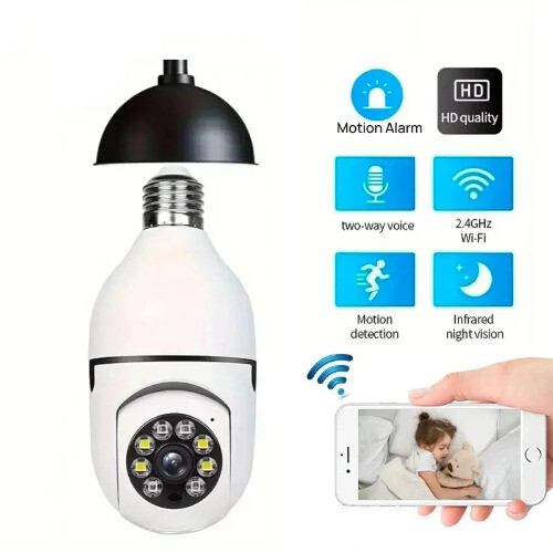 Smart Home 2.4G E27 Bulb Wifi HD Night Video Surveillance Supprt Two Way Audio