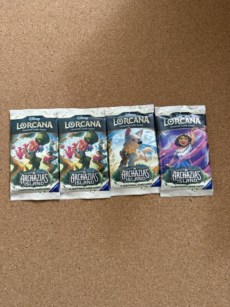 Disney Lorcana Archazias Island Booster Pack Set of 4 Sealed with Unique Artworks
