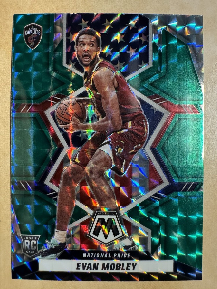 2021-22 Panini Mosaic Evan Mobley Green Mosaic National Pride RC #258 Cavaliers